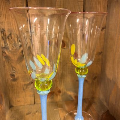 Vinglass klar,med blomster